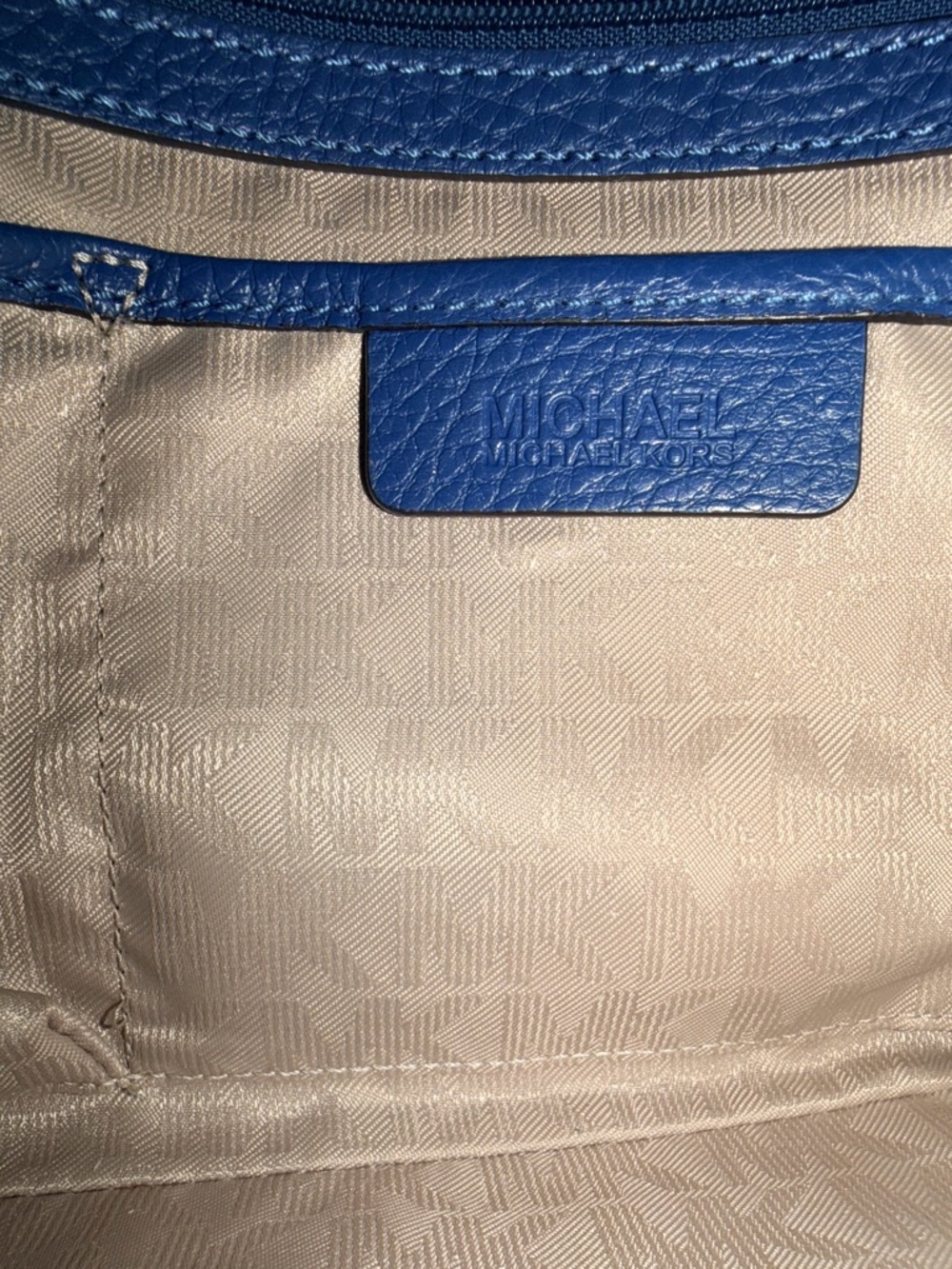 Michael Kors Cobalt Blue Pebbled Leather Satchel Silver Hardware Crossbody Tote - Picture 12 of 14